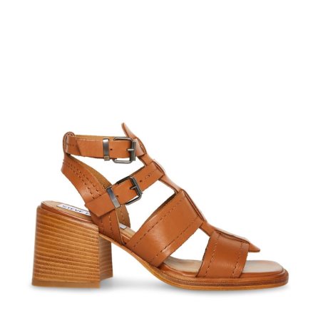 Sandalias Tacones Steve Madden Angelene Cuero Mujer Marrones | ES JY9204